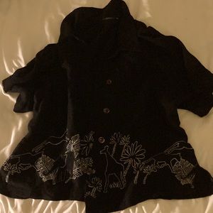 Heavy material, animal stitch, brown buttons